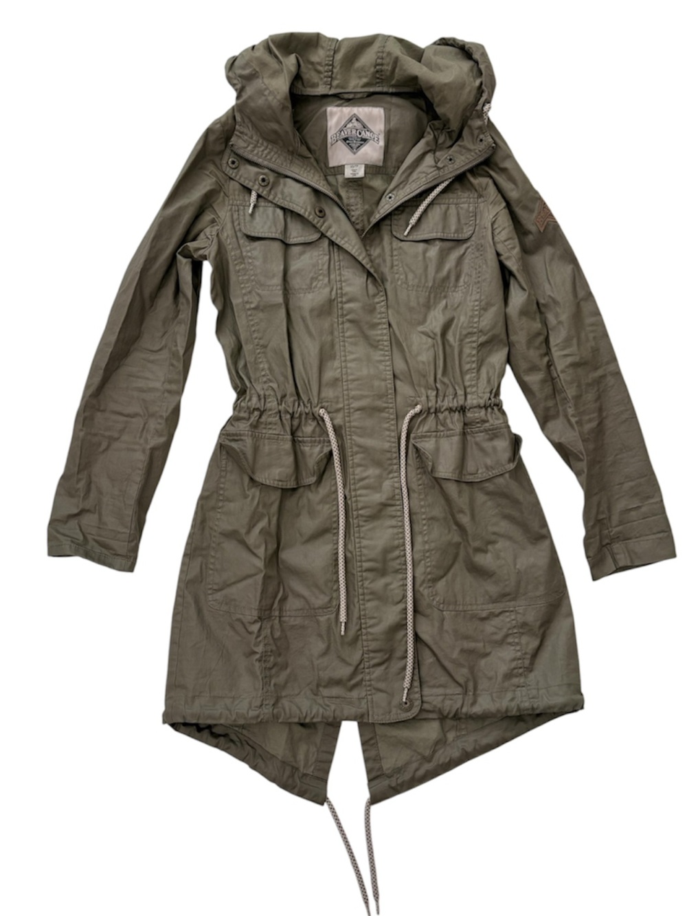 Beaver Canoe Olive Hooded Rain Coat